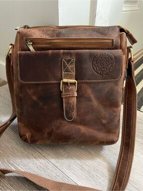 H.U.N.T. Distressed Hunter Genuine Leather Crossbody Bag Rugged